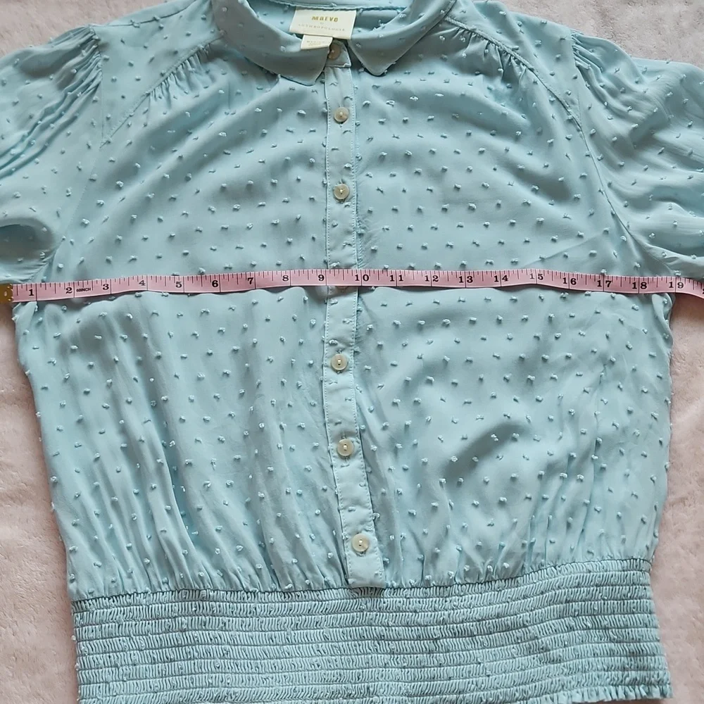 Anthropologie Maeve Blue Rosa Swiss Dot Blouse - Picture 5 of 7